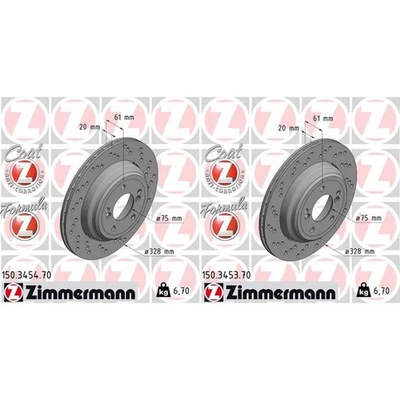 2X ZIMMERMANN FORMULE Z 328Mm DISQUES DE FREIN ARRIÈRE Compatible Avec BMW 3 Z4 - Photo 1/3