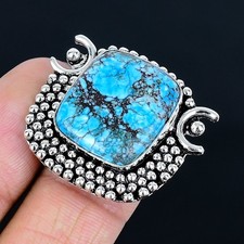 Designer Tibetan Turquoise Gemstone 925 Sterling Silver Ring Size Adj