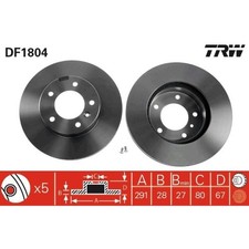 2x TRW DF1804 Bremsscheibe für JAGUAR DAIMLER Bremsscheiben