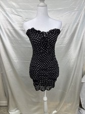 Urban Outfitters Polka Dot Lace Front Mini Dress Black Women’s XS Bodycon