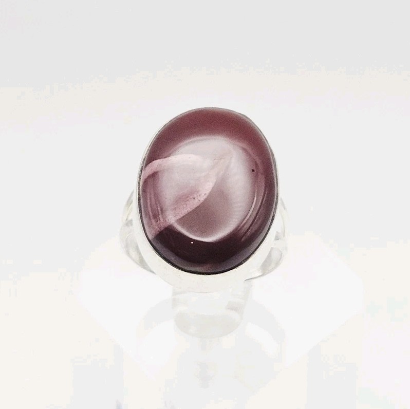 Sterling Silver Vintage Agate Ring Size 8