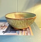 Frankoma Pottery 7X Bowl Mayan Aztec Prairie Green Jade Chippy Western Trinket