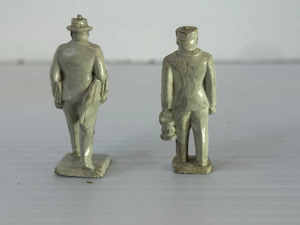 2 Vtg Marx Soft Plastic Littletown / Marxville Model Train Conducter & Business - Image 3 of 4