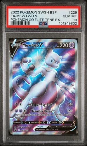 2022 POKEMON SWSH PROMO POKEMON GO ETB #229 FULL ART/MEWTWO V PSA 10
