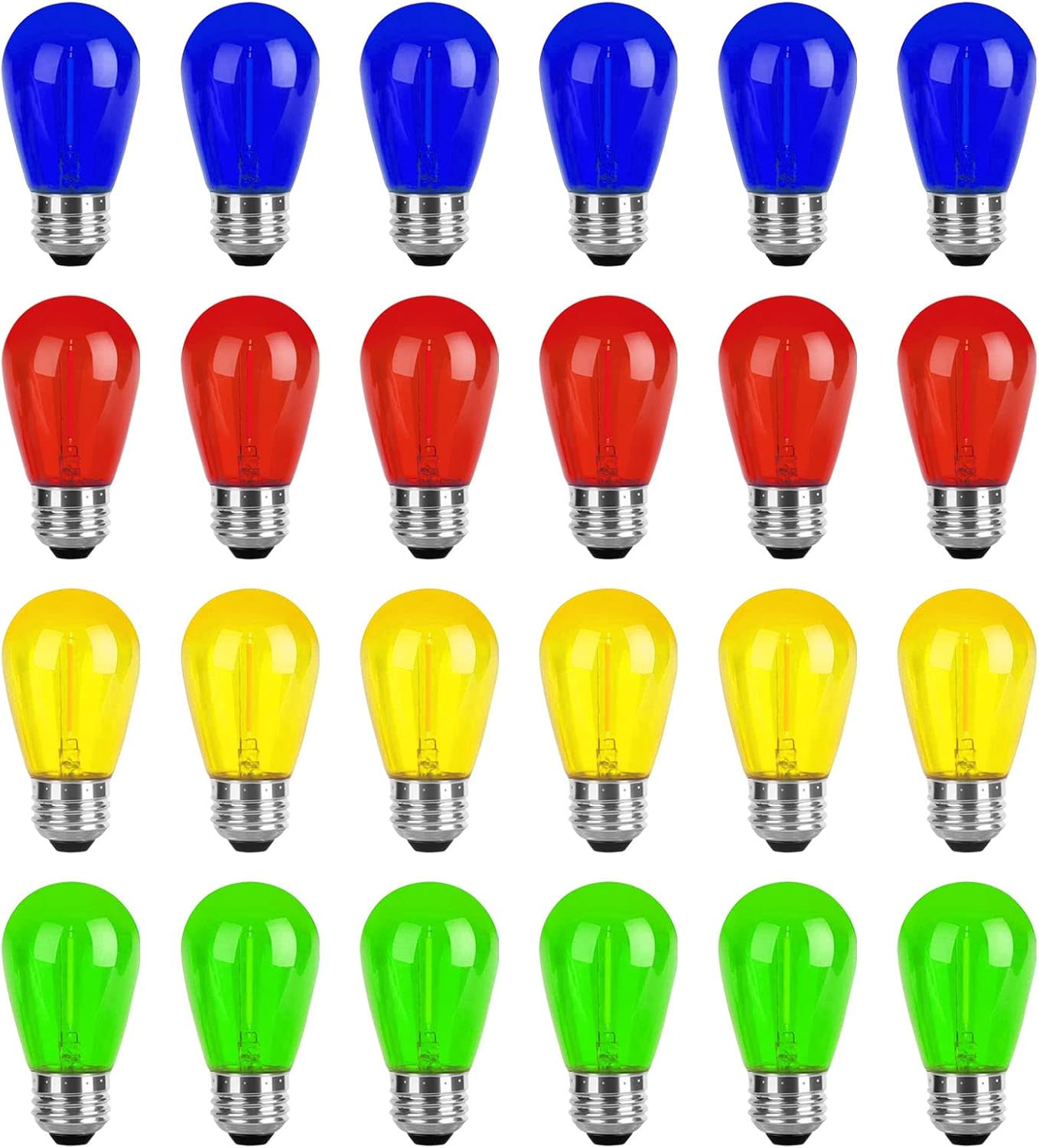 24-pack S14 Colored Led String Light Bulbs Replacement, E2