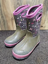 BOGS Little Girls Classic Pegasus Waterproof Rain/Snow Boots-Gray/Pink Size 2