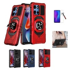 For Motorola Moto G Power 2025/ 2026, Ring Stand Cover Case  Tempered Glass