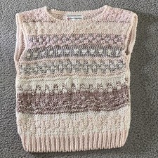 Vntg 80s Currant by Jeri Jo Sweater Vest Top Hand Loomed S Cottage Grandma Core