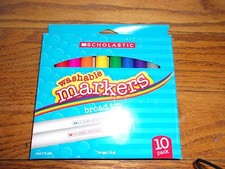 Lot of 2 - Scholastic Washable Markers, Broad Tip 10 Pack