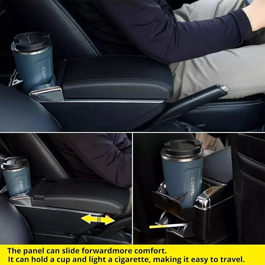 Reposabrazos de coche para Fiat 500 2012-2023 consola central almacenamiento (estilo línea negra roja) Foto 3 de 4