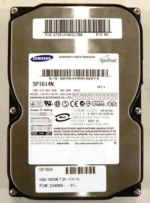 ＊t＊ SAMSUNG SPINPOINT 160GB Ultra ATA/PATA IDE 7200rpm 8mb Cache