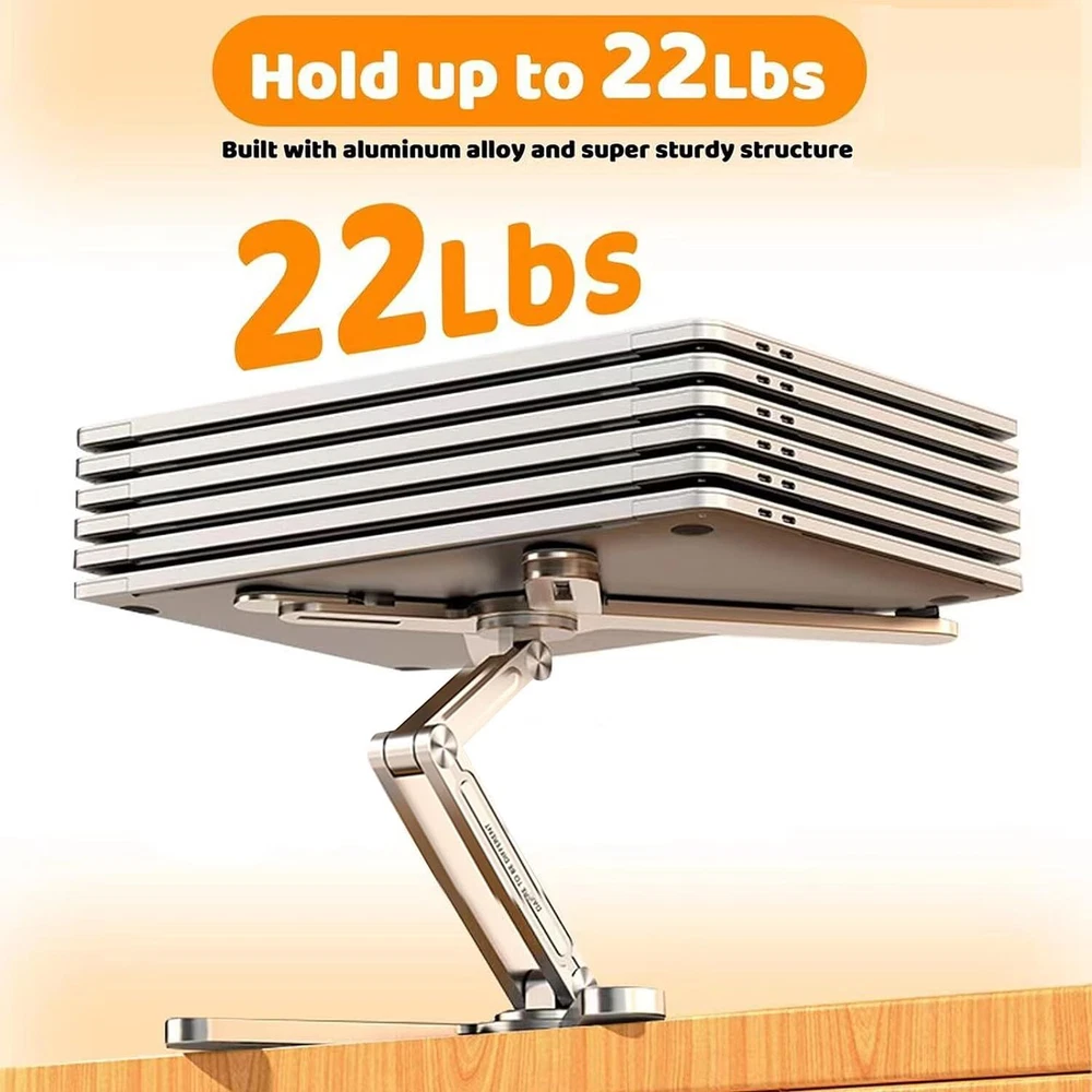Laptop Stand with 360 Rotating Base,Metal Holder Fully Foldable for Easy Storage