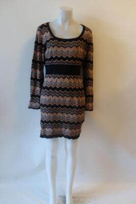 black and brown chevron dress Oscar de La Renta Chevron Virgin Wool Dress main image 1