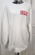 Fashion Nova White Love Detail Sweatshirt Dress M