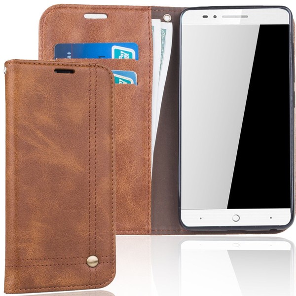 Handy Tasche Zte Blade L7 Flip Cover Case Schutz HüLle Wallet Schale Braun Neu-image
