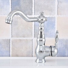 Polished Chrome Swivel Bathroom Basin Faucet Single Handle Sink Mixer Tap zsf656