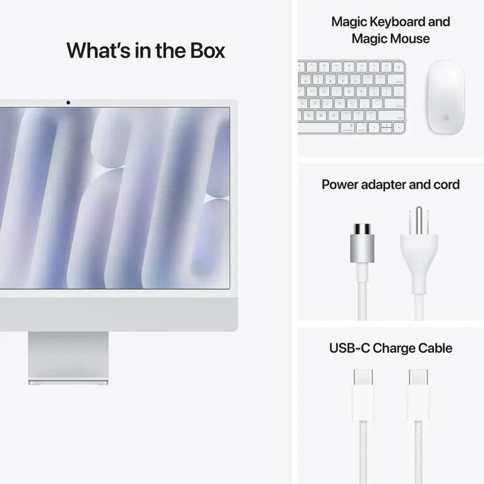 Apple iMac 24" All-in-One M4 chip 8 Core 16GB RAM 256GB SSD Silver MWUC3LL/A - Image 4 of 4