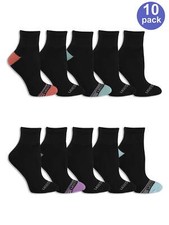 Fruit of the Loom Women's Cushioned Sole Ankle Socks, 10 Pack