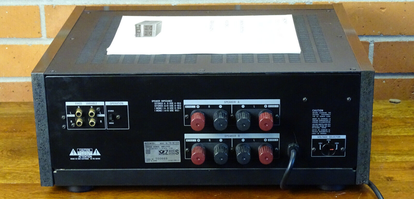 SONY TAN77ES POWER AMPLIFIER TA serviced EXCELLENT LEGEND eBay