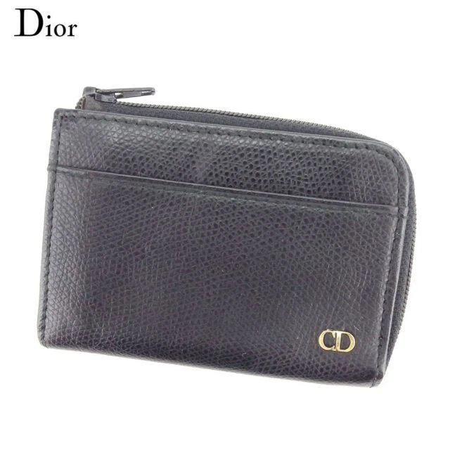 Sac à main portefeuille Dior pièce à main cuir noir femme unisexe authentique d'occasion C3515