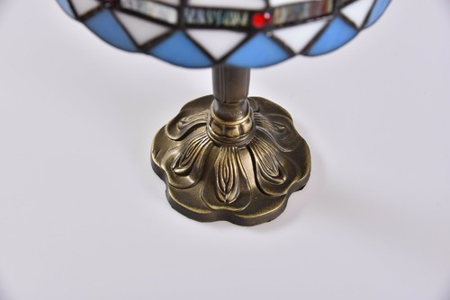 Tiffany Table Lamp Desk Lamp Sea Blue Stained Glass Antique Bedside Light H14" - Picture 21 of 30