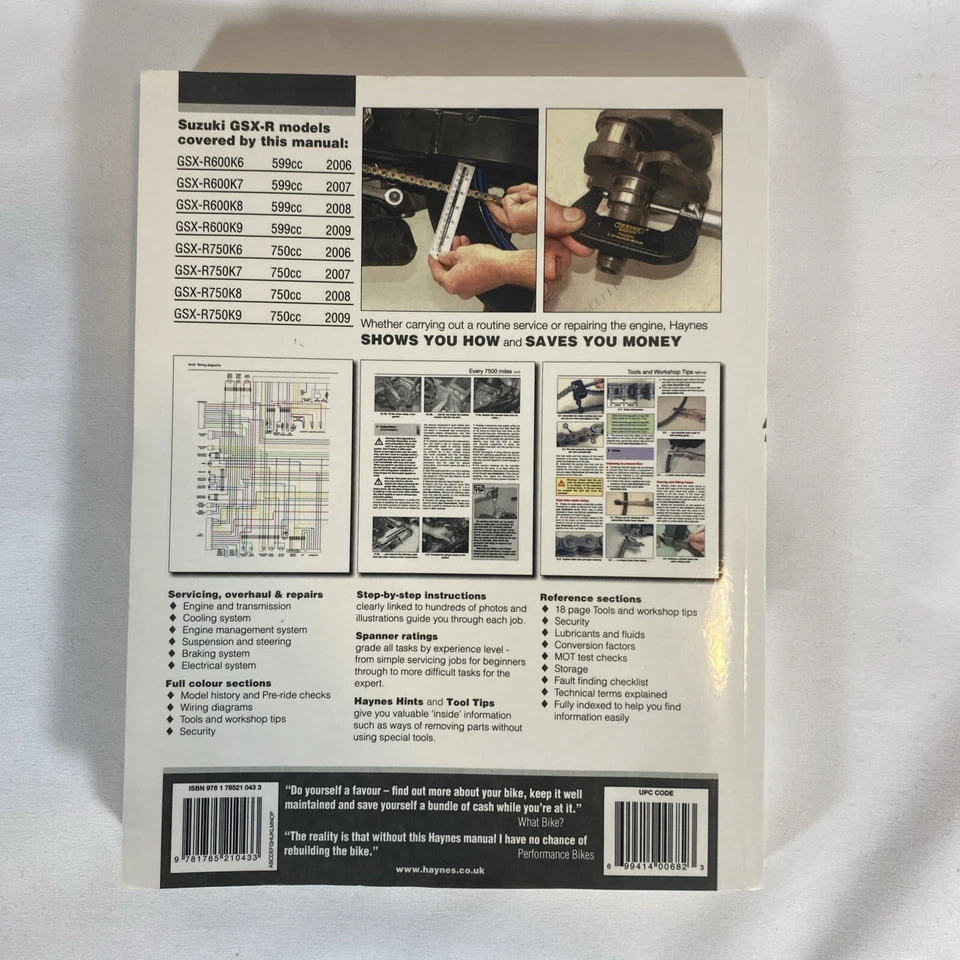 Haynes 2006-2009 Suzuki GSX-R600 GSX-R750 SOFTCOVER Manual de Reparo: H4790 - Imagem 2 de 4