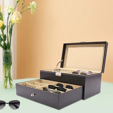 2Layer 15Slot PU Leather Watch Box Case Organizer Jewelry Display Drawer Durable