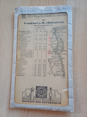 Original alte ADAC Streckenkarten, ca. 1932, mit Werbung und Streckenbeschreibun