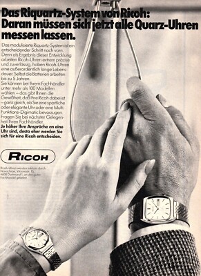 3w24638/ Dekorative Reklame von 1979   RICOH Armbanduhren