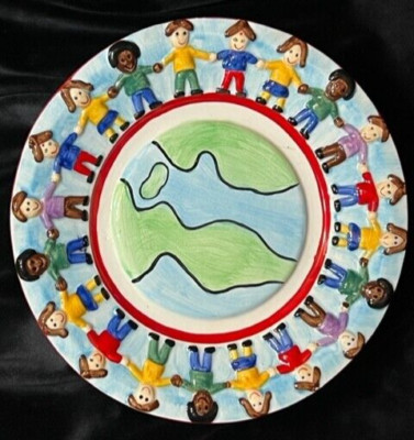 Save The Children - Plate Hand Painted Made by Centrum 8'' Diameter