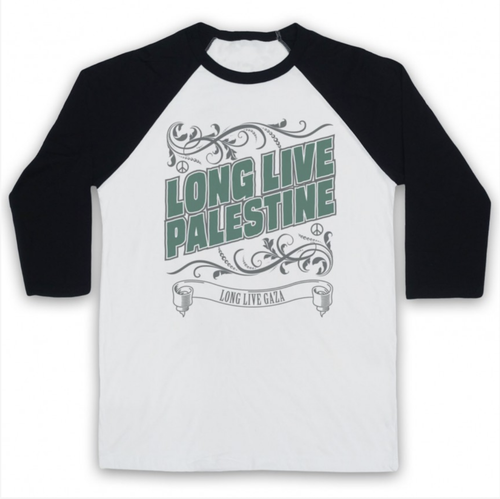 LONG LIVE PALESTINE GAZA ANTI WAR AWARENESS PROTEST 3/4 SLEEVE BASEBALL TEE - Picture 11 of 20