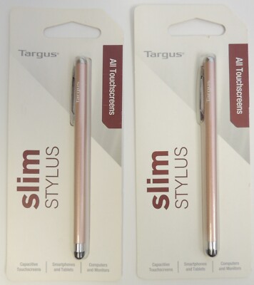 2 Targus Slim Stylus For Smartphone, iPad and Galaxy Devices, Rose, Sealed Packs