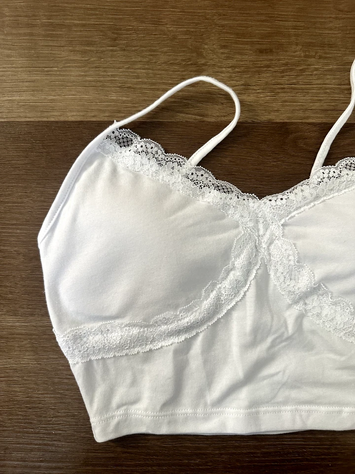 Brami Recortado Acolchado Blanco Algodón Juniors XXS 00 Sin Límites Encaje Recortado Foto 2 de 4