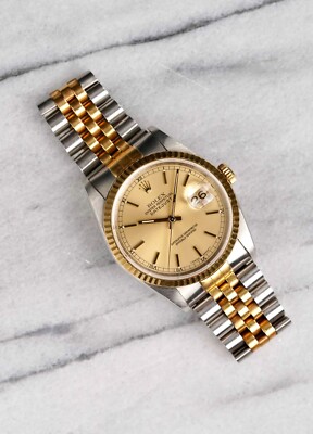 Rolex Datejust Ref 16233 90s Champagne Dial 18K Yellow Gold Two