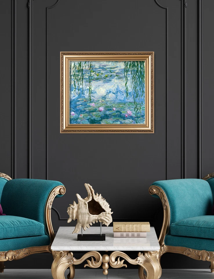 Water Lilies 1916-1919 Claude Monet Framed Giclee Canvas Wall Art Print 30"x26" - Image 3 of 4