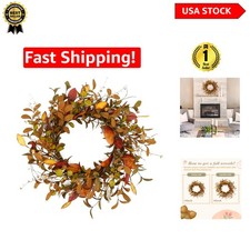 18-Inch Handmade Fall Wreath with Eucalyptus Magnolia for Door D cor