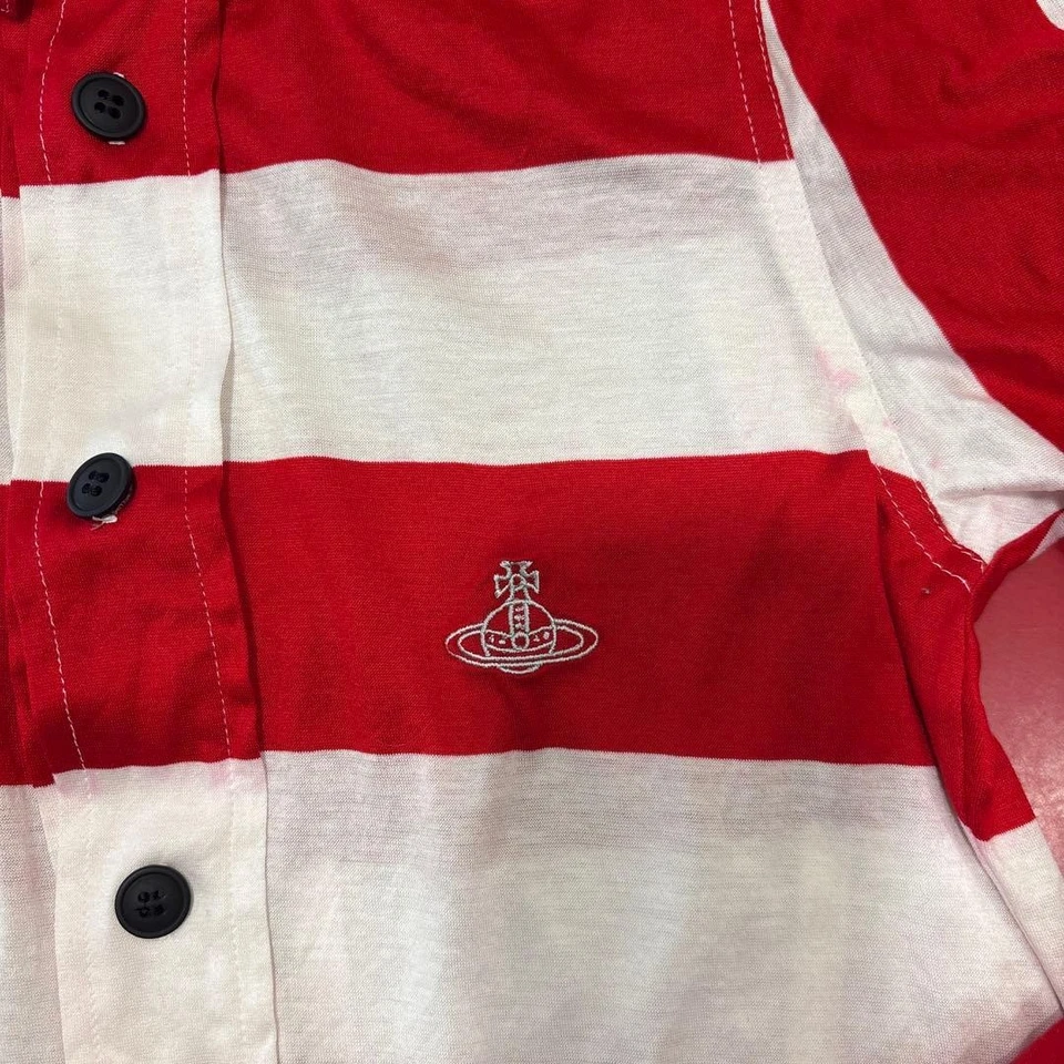 Camisa Vivienne Westwood Manga Larga Roja Blanca Rayas Informal Algodón Foto 3 de 4