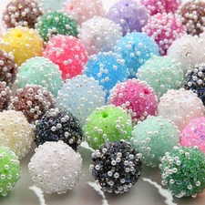 50pcs Acrylic Round Rhinestone Beads, 20mm, Chunky Bubblegum, for Jewelry Mak...