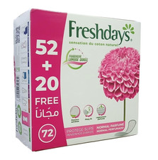 Freshdays Normal Scented Pantyliners (72 Pads), Natural Cotton Feel,Daily Liners