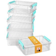 6 Pack Extra Large Pencil Box, Plastic Pencil Case Crayon Box