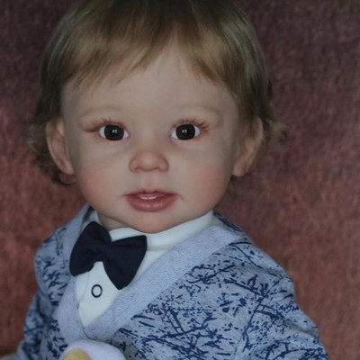 28in Artist Painted Reborn Baby Doll Toddler Boy Short Hair Cloth Body for Kids