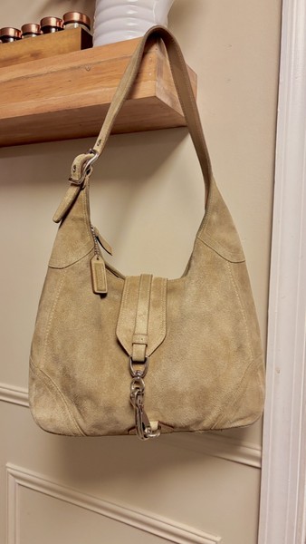 Y2k Coach Camel Tan Suede Leather Hobo Shoulder Bag A875