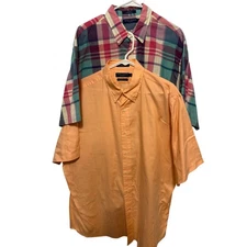 Daniel Cremieux Classics Mens XL Peach Plaid Oxford Button Down Shirts Lot of 2