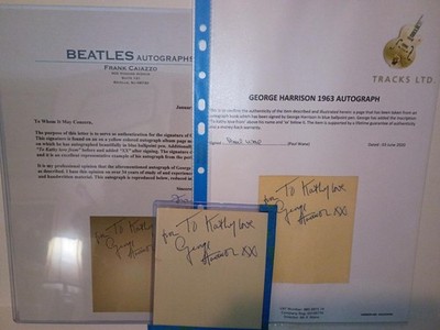 Beatles George Harrison Signed Autograph Book Page Tracks LTD Frank Caiazzo COA