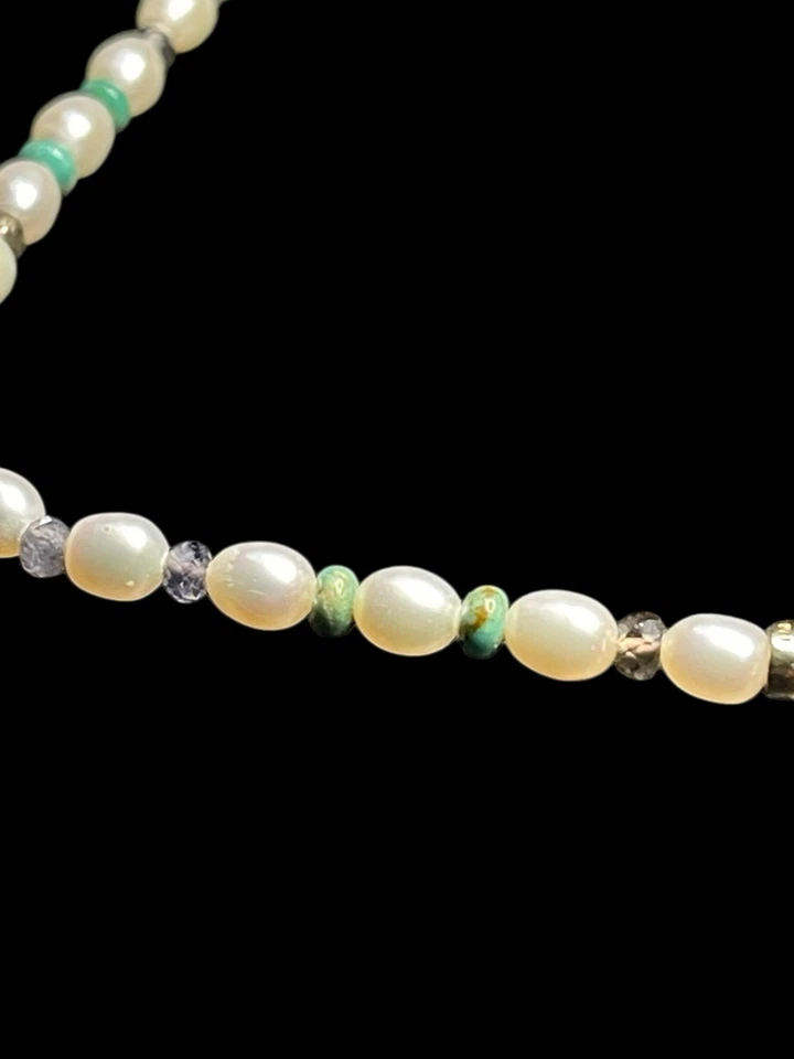 Chan Luu Freshwater Pearls Turquoise Crystals 17" Necklace Signed EUC Gorgeous - Image 4 of 4