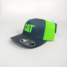 Caterpillar CAT Equipment Neon Green & Grey  Hi-Vis Embroidered Cap - NEW