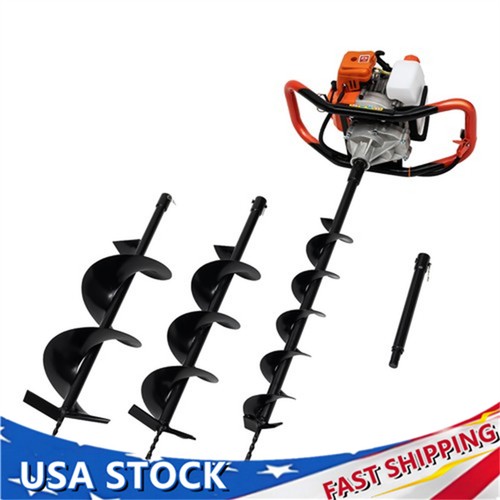 52CC Post Hole Digger Gas Powered Earth Auger Borer Ground With 4" 6" 8 ...