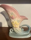 vintage Hull Art Pottery Magnolia Cornucopia Vase