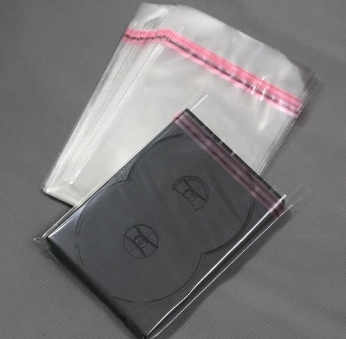 500 Schutzhüllen aus Folie mit Verschluss für DVD-Hüllen 14 mm, 152 mm X 203 mm