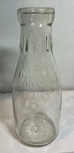 Vintage  one Quart glass milk bottle from the Western Maryland Dairy.